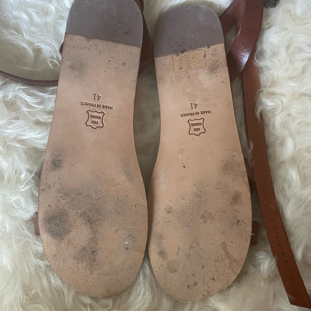 ISABEL MARANT Paris Merry Flat Brown Leather Sandals 41 10 (needs shoe glue) - Picture 4 of 7